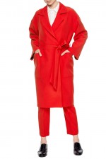 Красное пальто под пояс фото 2