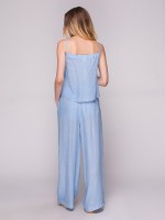 Укороченные свободные брюки прямого кроя на высокой талии фото 2