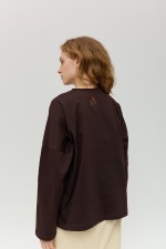 Коричневий лонгслів 4023 фото 4