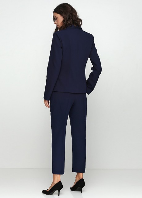 Синие укороченные брюки на высокой талии2429 купить