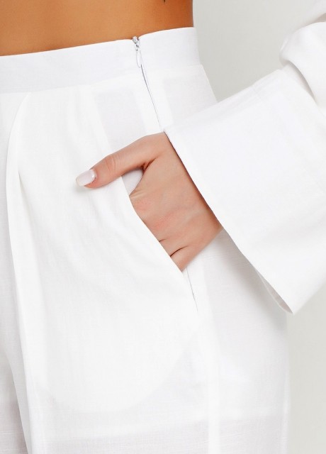 Белые льняные штаны2564 купить