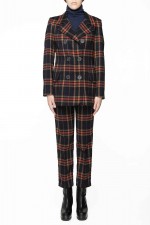 Двубортный жакет из костюмной принтованной ткани фото 0