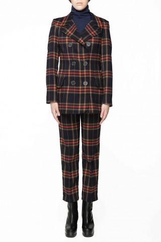 Двубортный жакет из костюмной принтованной ткани1816 купить