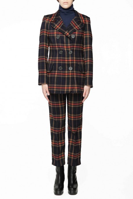 Двубортный жакет из костюмной принтованной ткани1816 купить