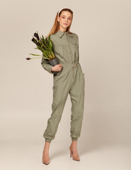 Зеленый комбинезон в стиле милитари2949 купить