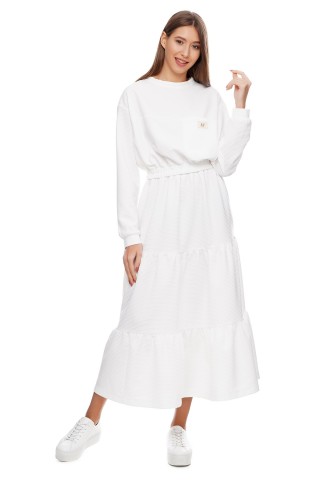 Трехярусная юбка длины миди2919 купить