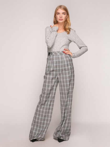 Макси брюки в клетку2810 купить