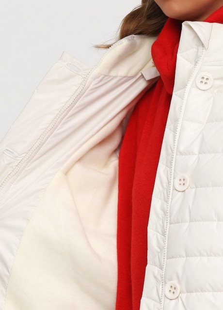 Короткая молочная куртка под пояс2483 купить