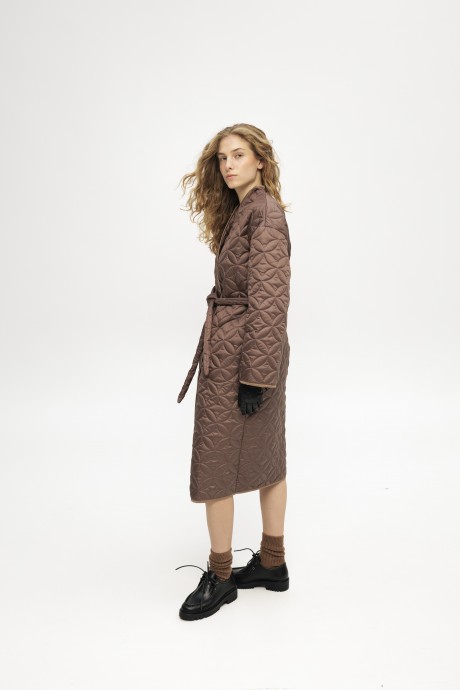 Коричневе стьобане пальто 39163916 купить