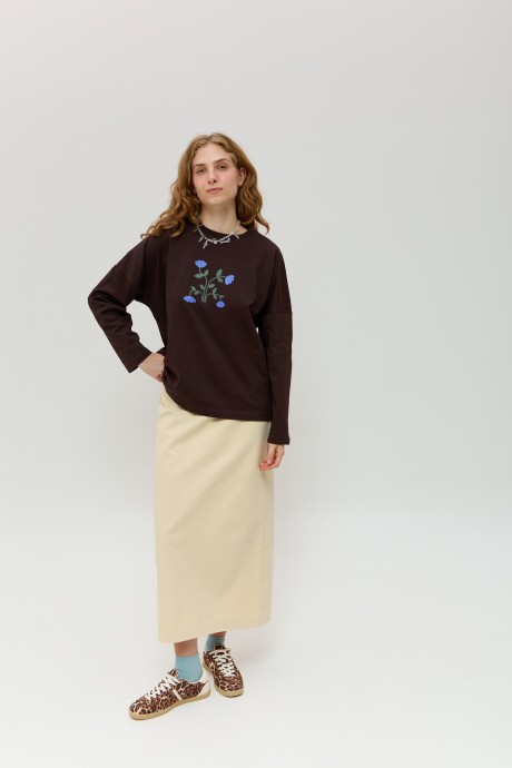 Коричневий лонгслів 40234023 купить