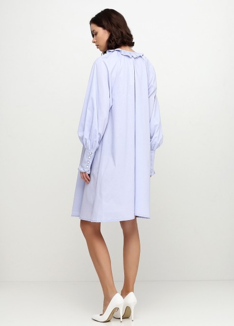 Голубое платье с рюшей по рукаву2361 купить