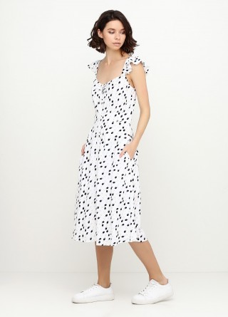 Платье белое в синий тюльпан2335 купить