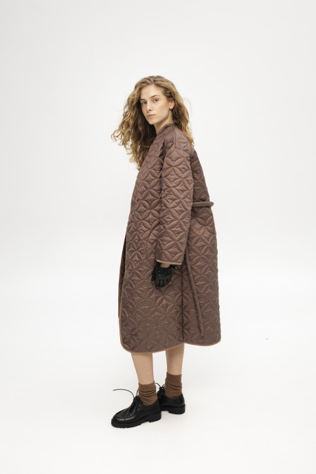 Коричневе стьобане пальто 39163916 купить