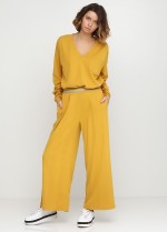 Желтые широкие брюки с карманами фото 0