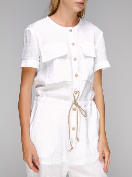 Білий бавовняний комбінезон2671 купить