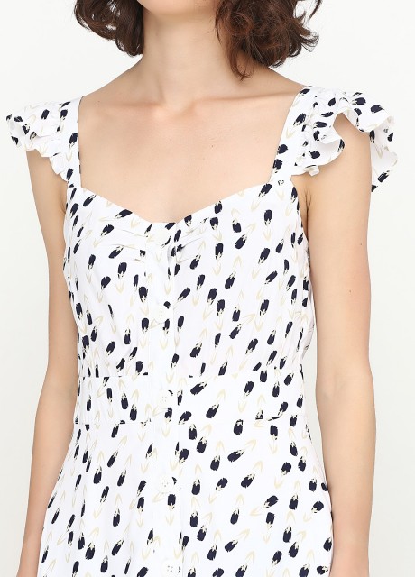 Платье белое в синий тюльпан2335 купить