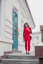 Красный двубортный жакет фото 5