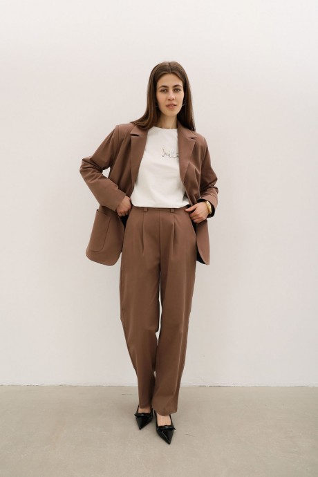 Коричневі вкоречені брюки 37783778 купить