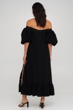 Чорна сукня міді з мереживом 3222 фото 7