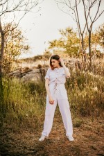 Білий бавовняний комбінезон фото 0