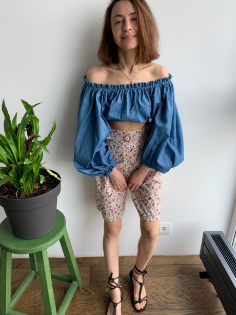 Блуза коротка із тонкого джинсу2968 купить