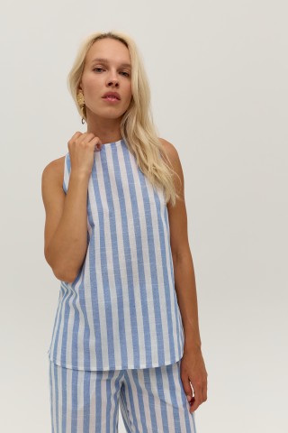 Блуза у біло-блакитну смужку 40014001 купить