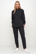 Джинсова об'ємна сорочка чорного кольору фото 0