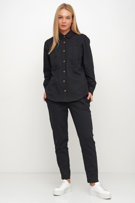 Джинсова об'ємна сорочка чорного кольору3019 купить