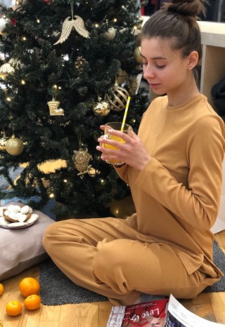 Горчичный свитер2426 купить