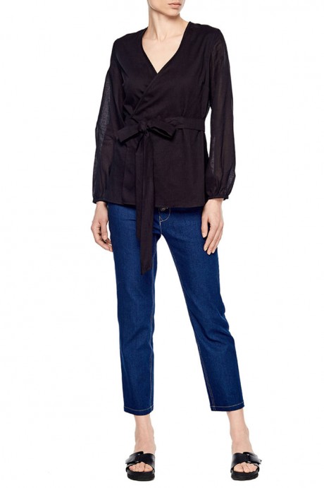 Черная блуза на запахе1903 купить