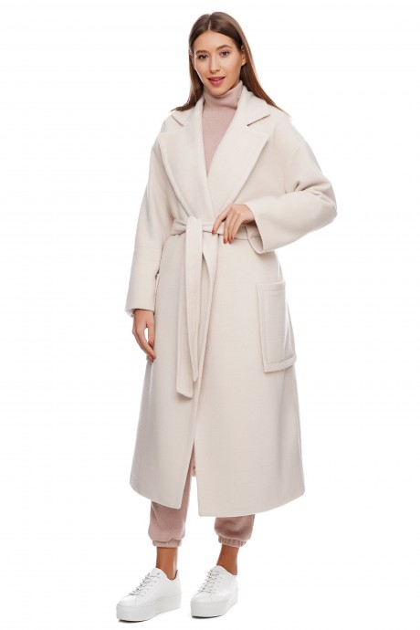 Молочное зимнее пальто на запах2905 купить