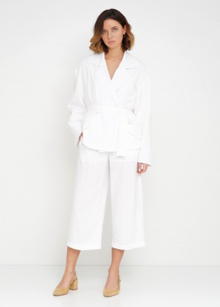 Белые льняные штаны2564 купить