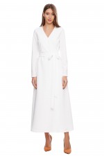 Длинное платье на запах молочного цвета фото 0