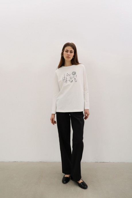 Білий лонгслів з друком 37963796 купить