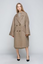 Вільне демісезонне пальто оливкового кольору фото 0