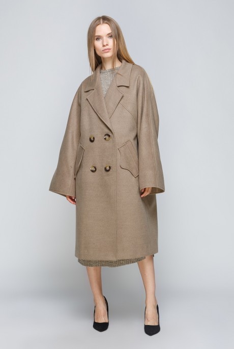 Вільне демісезонне пальто оливкового кольору2837 купить