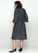 Теплое серое платье с рюшей фото 1