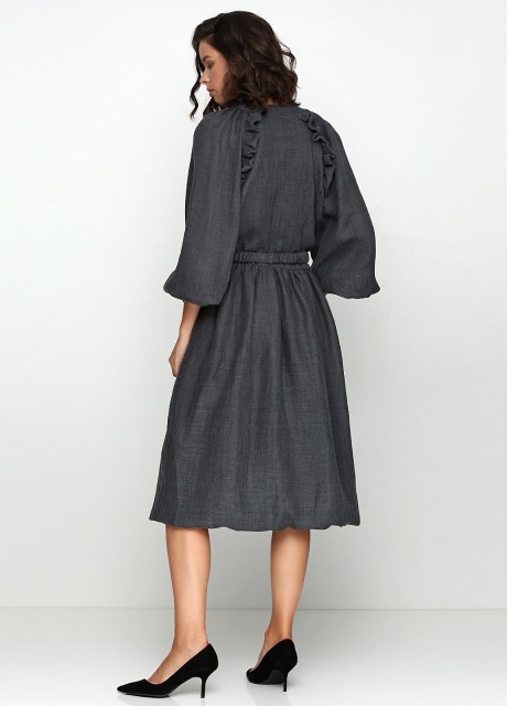 Теплое серое платье с рюшей2420 купить