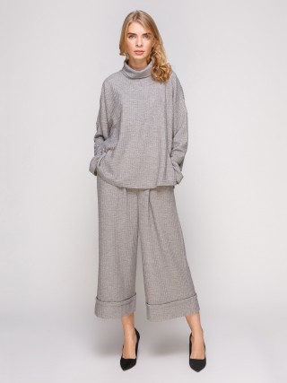 Брюки укороченные с манжетами внизу и поясом по талии2840 купить