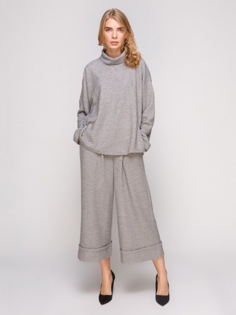 Брюки укороченные с манжетами внизу и поясом по талии2840 купить