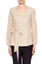 Бежевая блуза на запахе фото 0