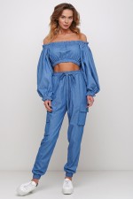 Блуза коротка із тонкого джинсу фото 0