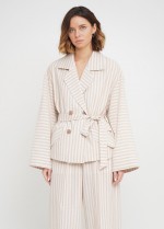 Жакет у смужку під пояс фото 0