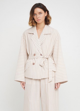 Жакет у смужку під пояс2618 купить